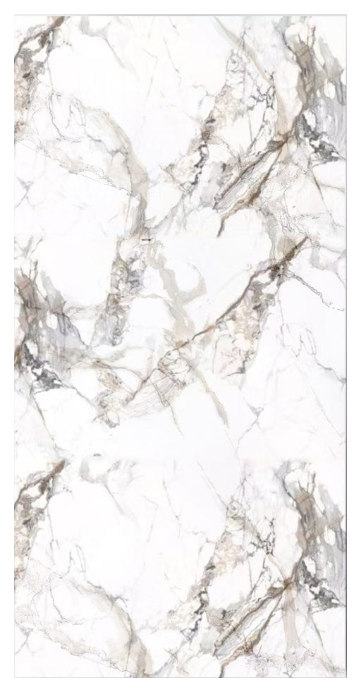 White marble with brown veining PVC panel