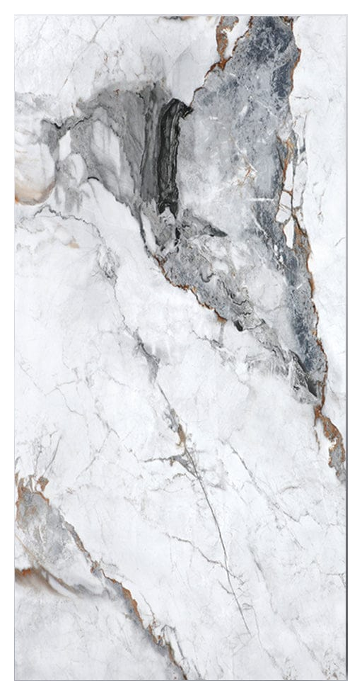 White marble with grey and gold veining PVC panel
